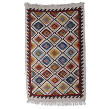Load image into Gallery viewer, Diamond-Patterned Handloomed Wool Area Rug (3x5) - Starry Kaleidoscope | NOVICA
