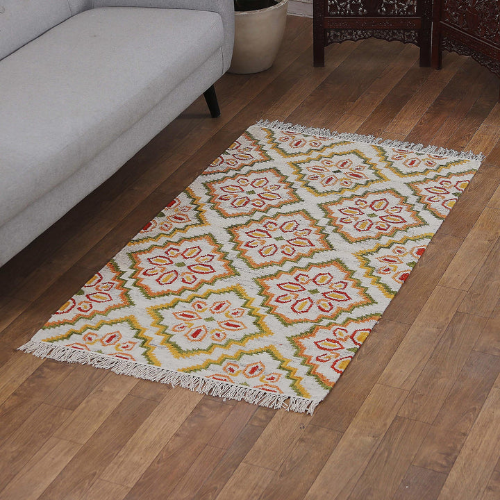 Traditional Floral Handloomed Wool Area Rug from India (3x5) - Floral Boom | NOVICA