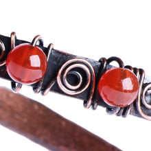 Load image into Gallery viewer, Antique Armenian Copper Wrap Bracelet with Carnelian Beads - Infinite Flames | NOVICA
