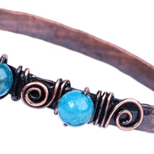 Load image into Gallery viewer, Antique Armenian Copper Wrap Bracelet with Teal Agate Beads - Infinite Teal | NOVICA
