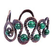 Load image into Gallery viewer, Antiqued-Finished Malachite and Copper Cuff Bracelet - Sevan&#39;s Mysticism | NOVICA
