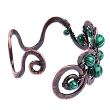 Load image into Gallery viewer, Antiqued-Finished Malachite and Copper Cuff Bracelet - Sevan&#39;s Mysticism | NOVICA
