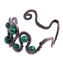 Load image into Gallery viewer, Antiqued-Finished Malachite and Copper Cuff Bracelet - Sevan&#39;s Mysticism | NOVICA
