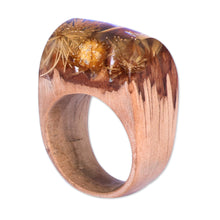 Load image into Gallery viewer, Handcrafted Natural Dandelion Flower Wooden Cocktail Ring - Dandelion Fragment | NOVICA
