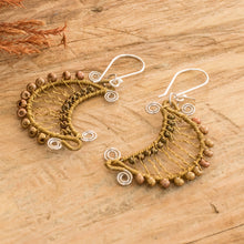 Load image into Gallery viewer, Moon-Shaped Crystal and Glass Beaded Dangle Earrings - Glory of the Moon | NOVICA
