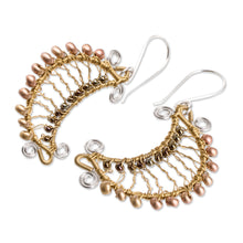 Load image into Gallery viewer, Moon-Shaped Crystal and Glass Beaded Dangle Earrings - Glory of the Moon | NOVICA
