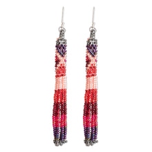 Load image into Gallery viewer, Red and Rose Crystal and Glass Beaded Waterfall Earrings - Red &amp; Rose Waters | NOVICA
