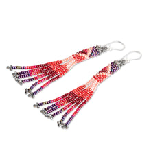 Load image into Gallery viewer, Red and Rose Crystal and Glass Beaded Waterfall Earrings - Red &amp; Rose Waters | NOVICA
