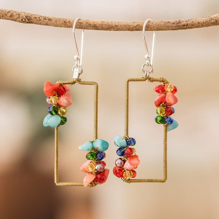 Handmade Colorful Crystal & Glass Beaded Dangle Earrings - Precious Shades | NOVICA