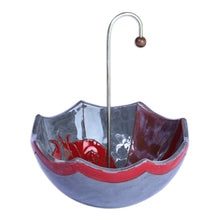 Load image into Gallery viewer, Armenian Glazed Ceramic Umbrella Jewelry Stand and Catchall - Inverted Umbrella | NOVICA
