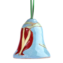 Load image into Gallery viewer, Handmade Glazed Ceramic Bell Ornament with Pomegranate Motif - Lovely Pomegranate | NOVICA
