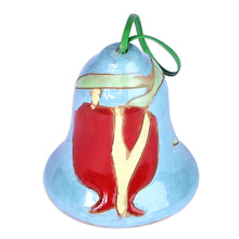 Load image into Gallery viewer, Handmade Glazed Ceramic Bell Ornament with Pomegranate Motif - Lovely Pomegranate | NOVICA
