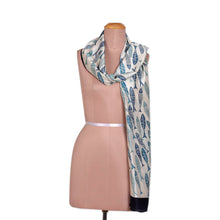 Load image into Gallery viewer, Hand-Painted Bordered Silk Scarf with Fish Motif from India - School of Fish | NOVICA
