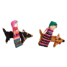 Load image into Gallery viewer, Set of 2 Handmade Cotton Worry Dolls and Dogs from Guatemala - Loyal Companions | NOVICA

