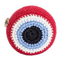 Load image into Gallery viewer, Handcrafted Knit Cotton Hacky Sack in Scarlet Hues - Scarlet Shield | NOVICA
