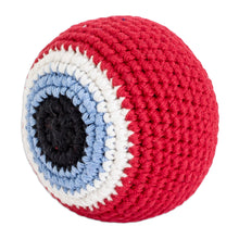 Load image into Gallery viewer, Handcrafted Knit Cotton Hacky Sack in Scarlet Hues - Scarlet Shield | NOVICA
