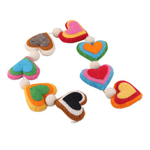 Load image into Gallery viewer, Heart-Themed Colorful Wool Felt Garland Made in India - Vivacious Love | NOVICA

