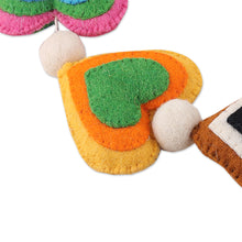 Load image into Gallery viewer, Heart-Themed Colorful Wool Felt Garland Made in India - Vivacious Love | NOVICA
