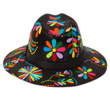 Load image into Gallery viewer, Painted Floral Multicolor Cotton Hat with Faux Leather Band - Jolly Season | NOVICA

