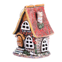 Load image into Gallery viewer, House-Themed Brown Painted Ceramic Tealight Holder - Warm Home | NOVICA
