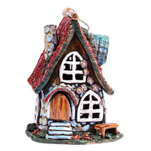 Load image into Gallery viewer, House-Themed Red Painted Ceramic Tealight Holder - Classic Home | NOVICA
