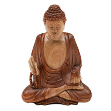 Load image into Gallery viewer, Balinese Hand-Carved Suar Wood Sculpture of Master Buddha - Peace of Buddha | NOVICA
