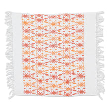 Load image into Gallery viewer, Leafy Handwoven Orange and Red Cotton Placemat - Sunset Over the Forest | NOVICA
