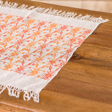 Load image into Gallery viewer, Leafy Handwoven Orange and Red Cotton Placemat - Sunset Over the Forest | NOVICA
