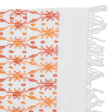 Load image into Gallery viewer, Leafy Handwoven Orange and Red Cotton Placemat - Sunset Over the Forest | NOVICA
