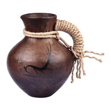 Load image into Gallery viewer, Handmade Terracotta Decorative Vase with Jute Rope Accents - Mighty Bezoar Goat | NOVICA
