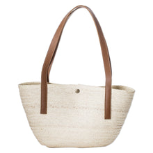 Load image into Gallery viewer, Handmade Natural Fiber Shoulder Bag with Faux Leather Straps - Sun &amp; Sea | NOVICA

