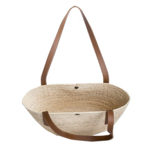 Load image into Gallery viewer, Handmade Natural Fiber Shoulder Bag with Faux Leather Straps - Sun &amp; Sea | NOVICA
