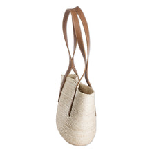 Load image into Gallery viewer, Handmade Natural Fiber Shoulder Bag with Faux Leather Straps - Sun &amp; Sea | NOVICA

