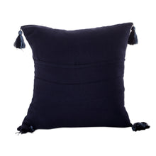 Load image into Gallery viewer, Diamond-Patterned Midnight and Cerulean Cotton Cushion Cover - Midnight of Diamonds | NOVICA
