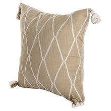 Load image into Gallery viewer, Diamond-Patterned Sage and Ivory Cotton Cushion Cover - Sage of Diamonds | NOVICA
