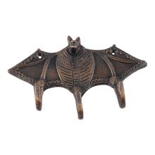 Load image into Gallery viewer, Bat-Shaped Copper-Plated Brass Key Rack from India - Glorious Bat | NOVICA
