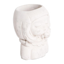 Load image into Gallery viewer, Handcrafted Whimsical Girl and Cat Cement Flower Pot - Love &amp; Tenderness | NOVICA
