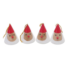 Load image into Gallery viewer, Set of 4 Hand-Painted Wood Santa Ornaments Made in Bali - Mr. Santa | NOVICA
