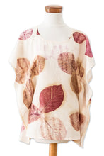 Load image into Gallery viewer, Eco-Printed Leaf-Themed Brown and Burgundy Cotton Caftan - Magic Spring | NOVICA
