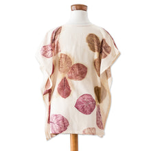 Load image into Gallery viewer, Eco-Printed Leaf-Themed Brown and Burgundy Cotton Caftan - Magic Spring | NOVICA
