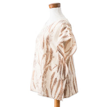 Load image into Gallery viewer, Eco-Printed Leaf-Themed Brown Cotton Caftan from El Salvador - Magic Autumn | NOVICA
