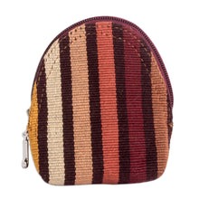 Load image into Gallery viewer, Striped Cotton Keychain Coin Purse Hand-Woven in Guatemala - Fertile Land | NOVICA
