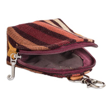 Load image into Gallery viewer, Striped Cotton Keychain Coin Purse Hand-Woven in Guatemala - Fertile Land | NOVICA

