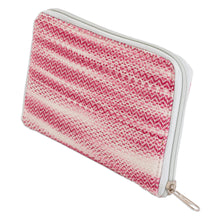Load image into Gallery viewer, Hand-Woven Cotton Zipper Wallet in Cherry Pink and White - Colors of Tradition in Cherry | NOVICA
