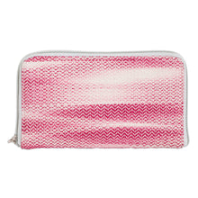 Load image into Gallery viewer, Hand-Woven Cotton Zipper Wallet in Cherry Pink and White - Colors of Tradition in Cherry | NOVICA
