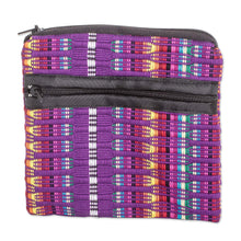 Load image into Gallery viewer, Handwoven Striped Purple-Toned Cotton Coin Purse - Discreet &amp; Stylish | NOVICA
