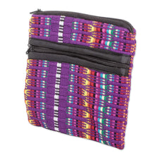 Load image into Gallery viewer, Handwoven Striped Purple-Toned Cotton Coin Purse - Discreet &amp; Stylish | NOVICA

