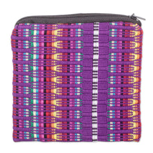 Load image into Gallery viewer, Handwoven Striped Purple-Toned Cotton Coin Purse - Discreet &amp; Stylish | NOVICA
