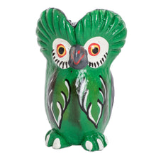 Load image into Gallery viewer, Ceramic Owl Figurine in Green Hand-Painted in Guatemala - Wise Tecolote | NOVICA
