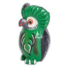 Load image into Gallery viewer, Ceramic Owl Figurine in Green Hand-Painted in Guatemala - Wise Tecolote | NOVICA

